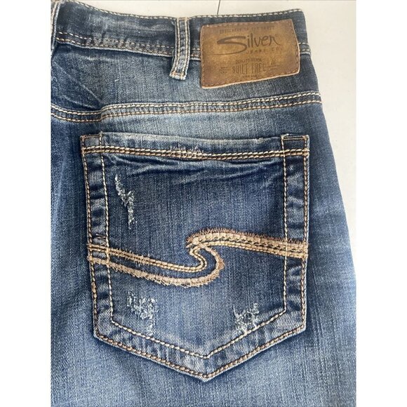 Silver Gordie 34x26 Men Relaxed Straight Denim Jeans Hemmed - Picture 10 of 10